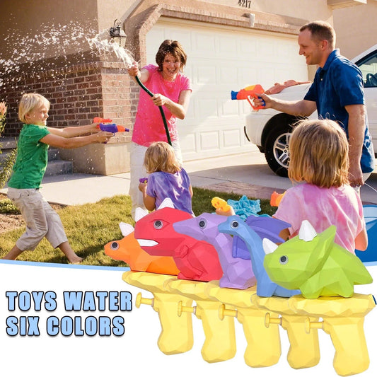 Dinosaur water guns for kids with unique moving eyes feature, perfect for summer outdoor play