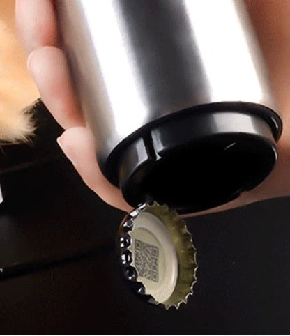 Stainless steel automatic beer bottle opener with magnet cap catcher