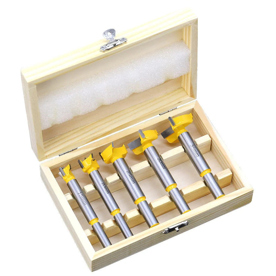 Premium Carbide Wood Reamer Bit Set in wooden box for electric drills