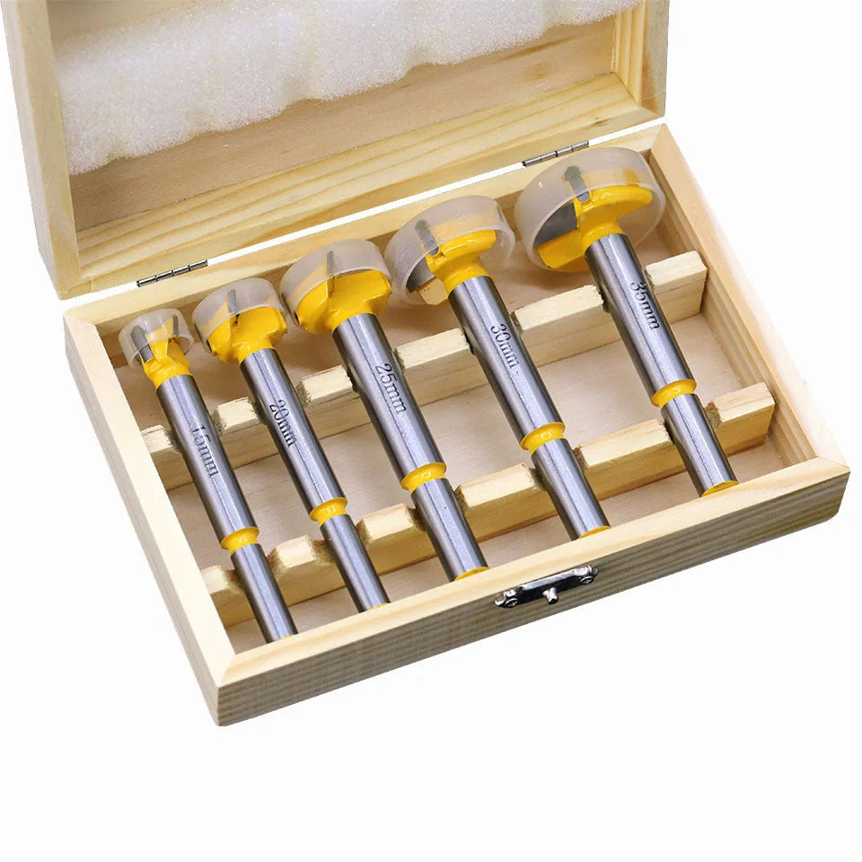 Premium Carbide Wood Reamer Bit Set in wooden box for electric drills