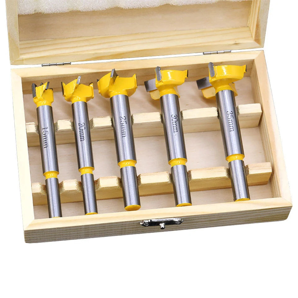 Premium Carbide Wood Reamer Bit Set in wooden box for electric drills