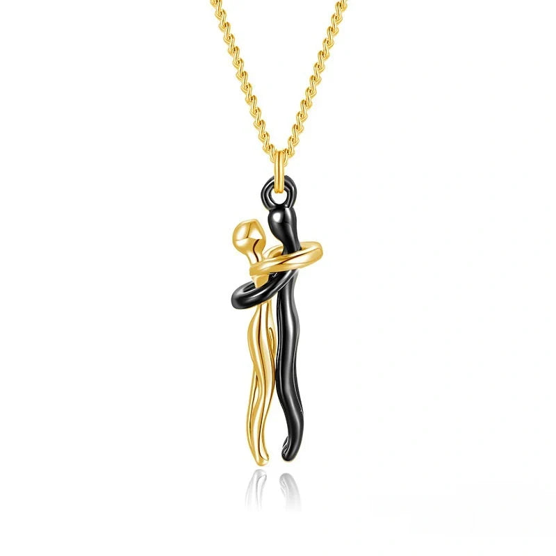 Affectionate Hug Necklace for couples in punk street style with snake bone chain
