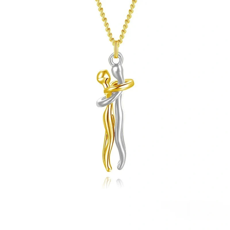 Affectionate Hug Necklace for couples in punk street style with snake bone chain