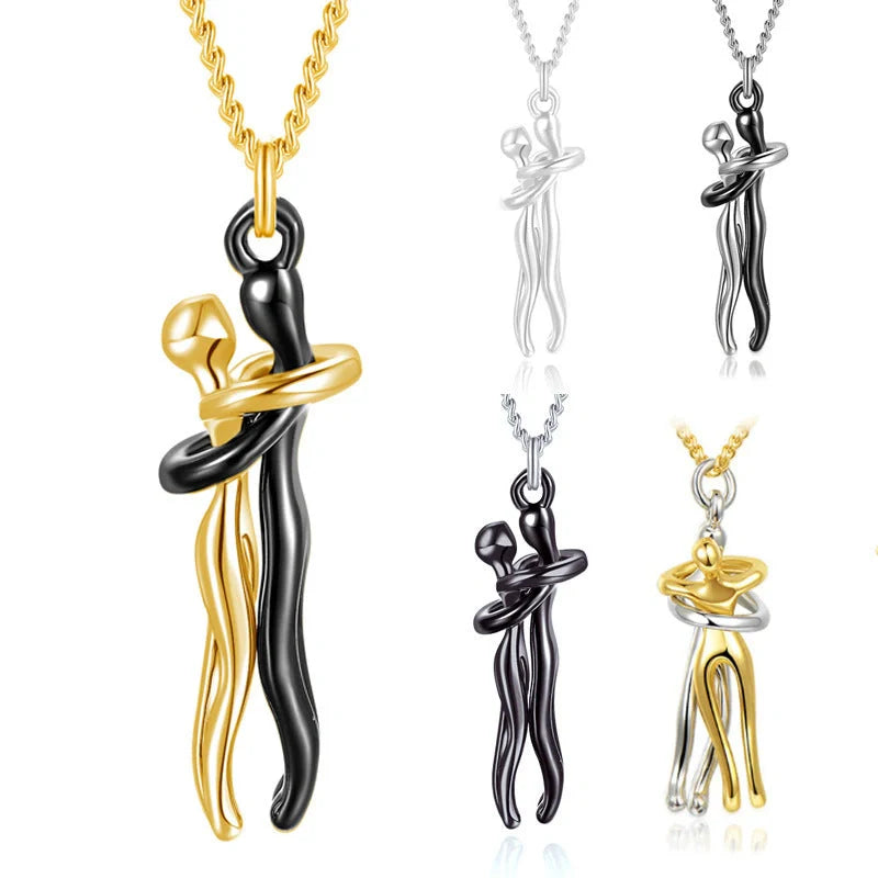 Affectionate Hug Necklace for couples in punk street style with snake bone chain