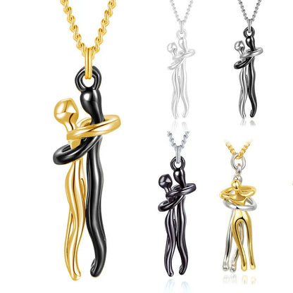 Affectionate Hug Necklace for couples in punk street style with snake bone chain
