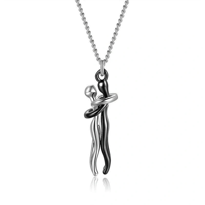 Affectionate Hug Necklace for couples in punk street style with snake bone chain