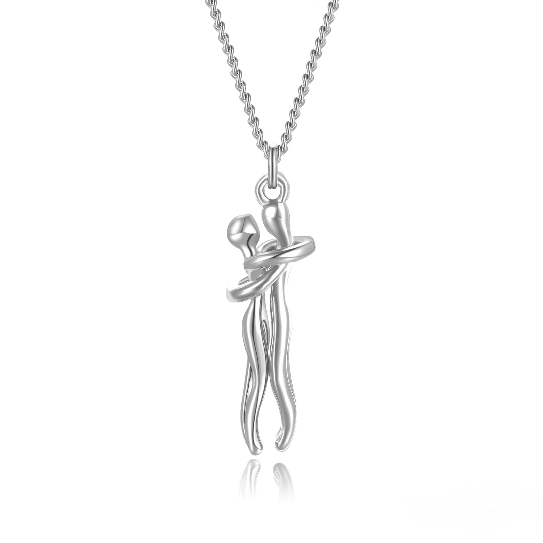 Affectionate Hug Necklace for couples in punk street style with snake bone chain