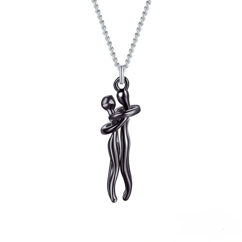 Affectionate Hug Necklace for couples in punk street style with snake bone chain
