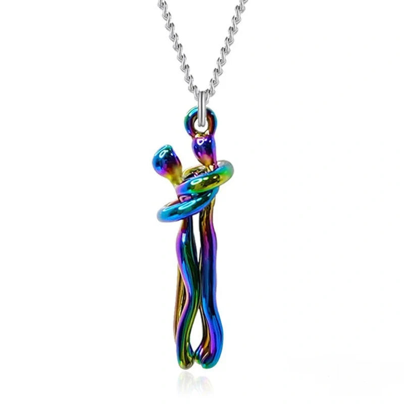 Affectionate Hug Necklace for couples in punk street style with snake bone chain