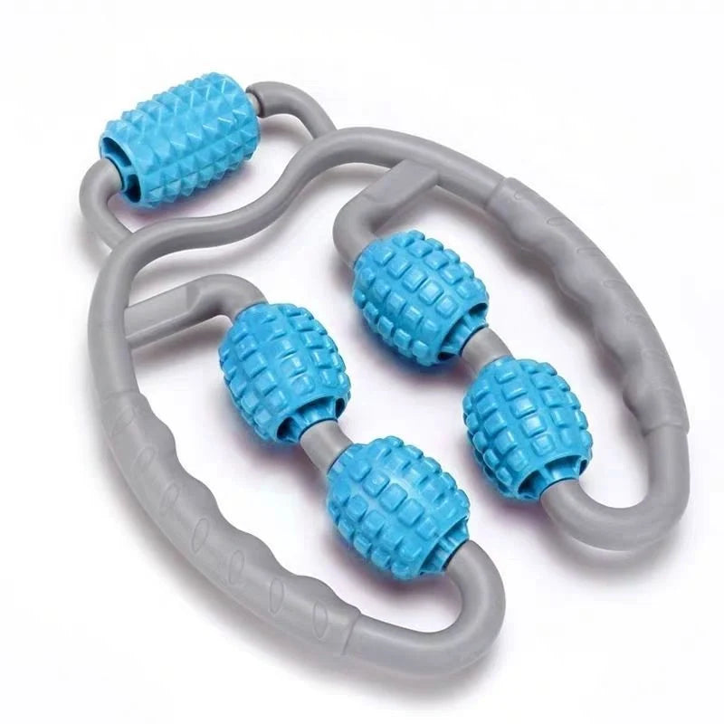 U Shape Trigger Point Massage Roller in old blue for full body muscle relief