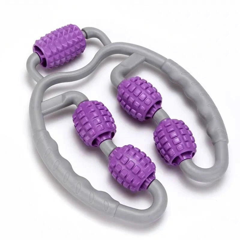 U Shape Trigger Point Massage Roller in old blue for full body muscle relief