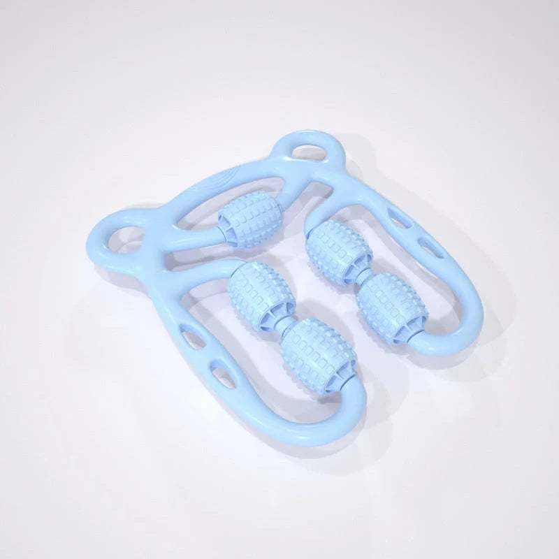 U Shape Trigger Point Massage Roller in old blue for full body muscle relief