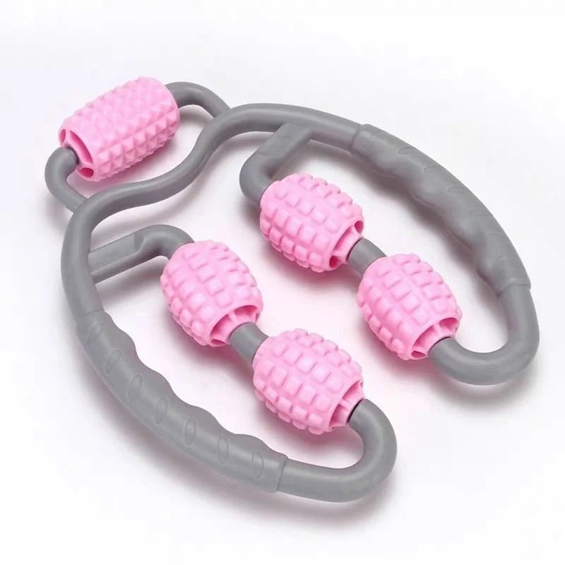 U Shape Trigger Point Massage Roller in old blue for full body muscle relief