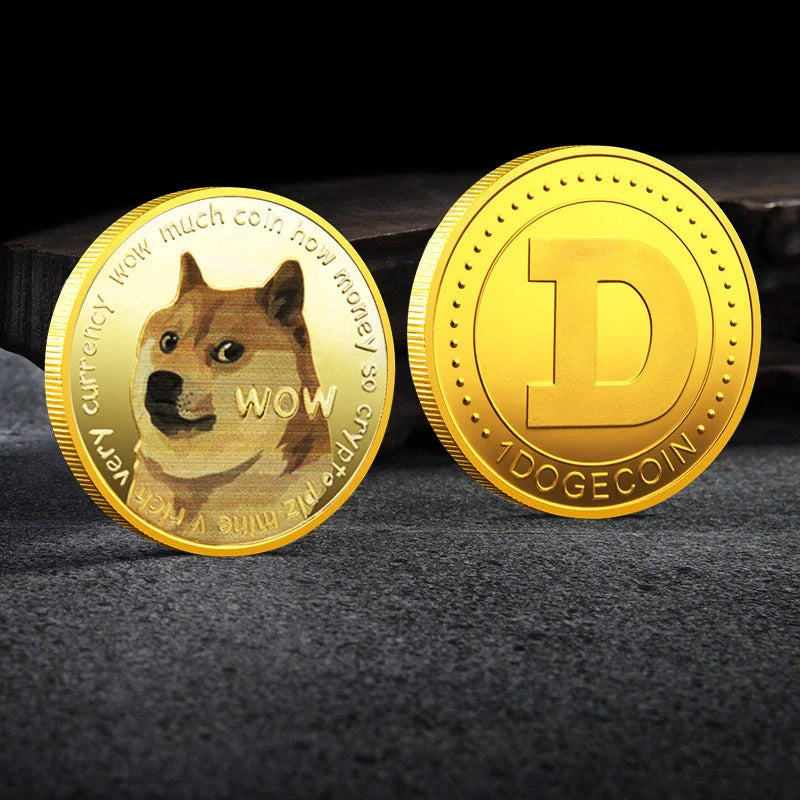 Dogecoin Commemorative Coin with cute dog pattern in gold or silver plating