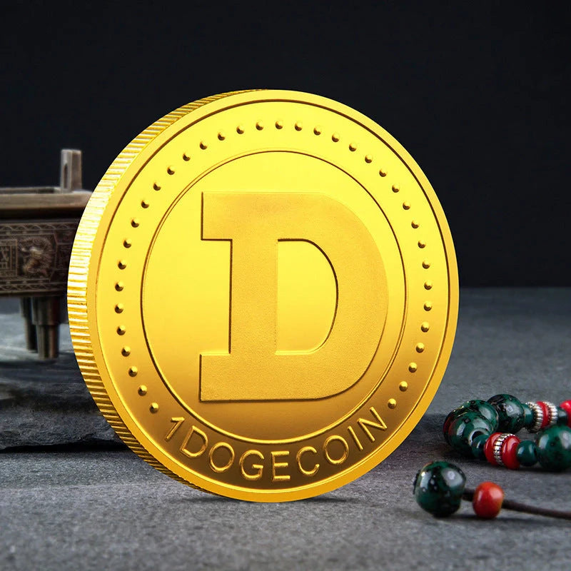 Dogecoin Commemorative Coin with cute dog pattern in gold or silver plating