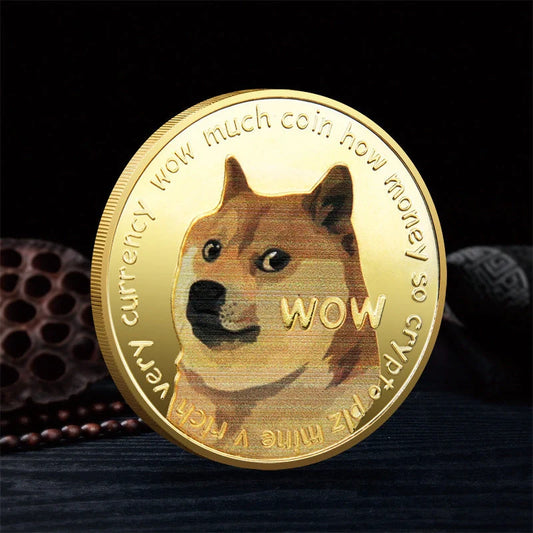 Dogecoin Commemorative Coin with cute dog pattern in gold or silver plating
