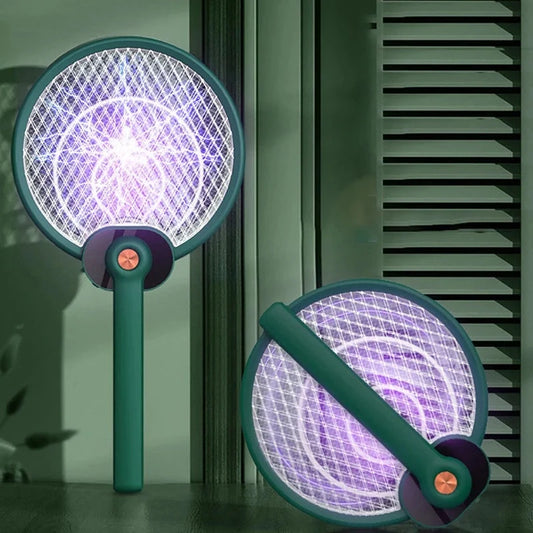 Dual-mode electric mosquito swatter with UV light and safety grid