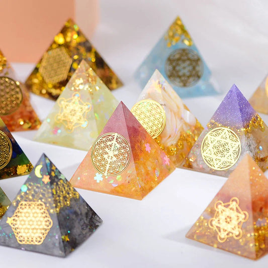 Orgone Pyramid with Flower of Life design for EMF protection and energy generation