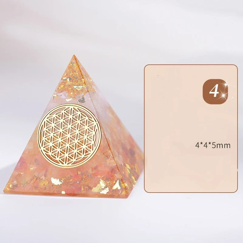 Orgone Pyramid with Flower of Life design for EMF protection and energy generation