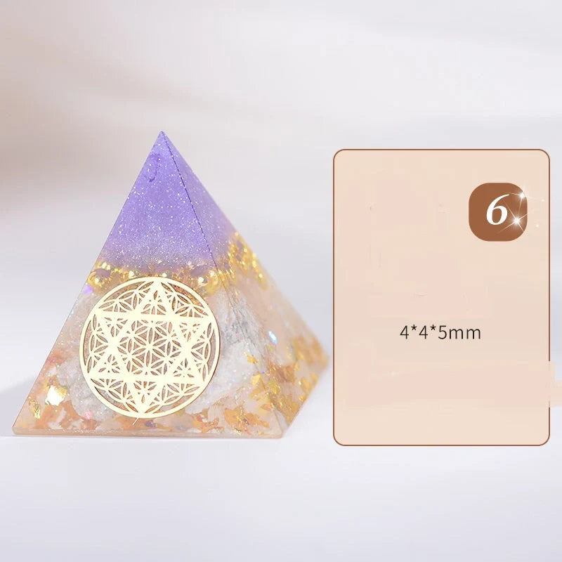 Orgone Pyramid with Flower of Life design for EMF protection and energy generation
