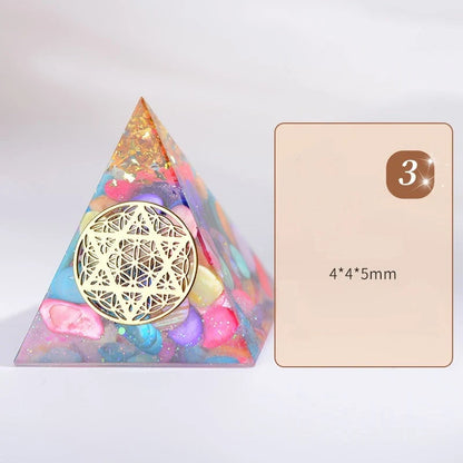 Orgone Pyramid with Flower of Life design for EMF protection and energy generation