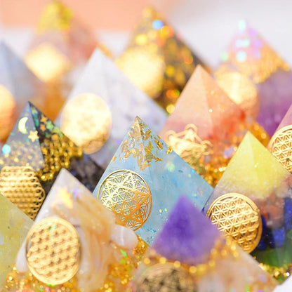 Orgone Pyramid with Flower of Life design for EMF protection and energy generation