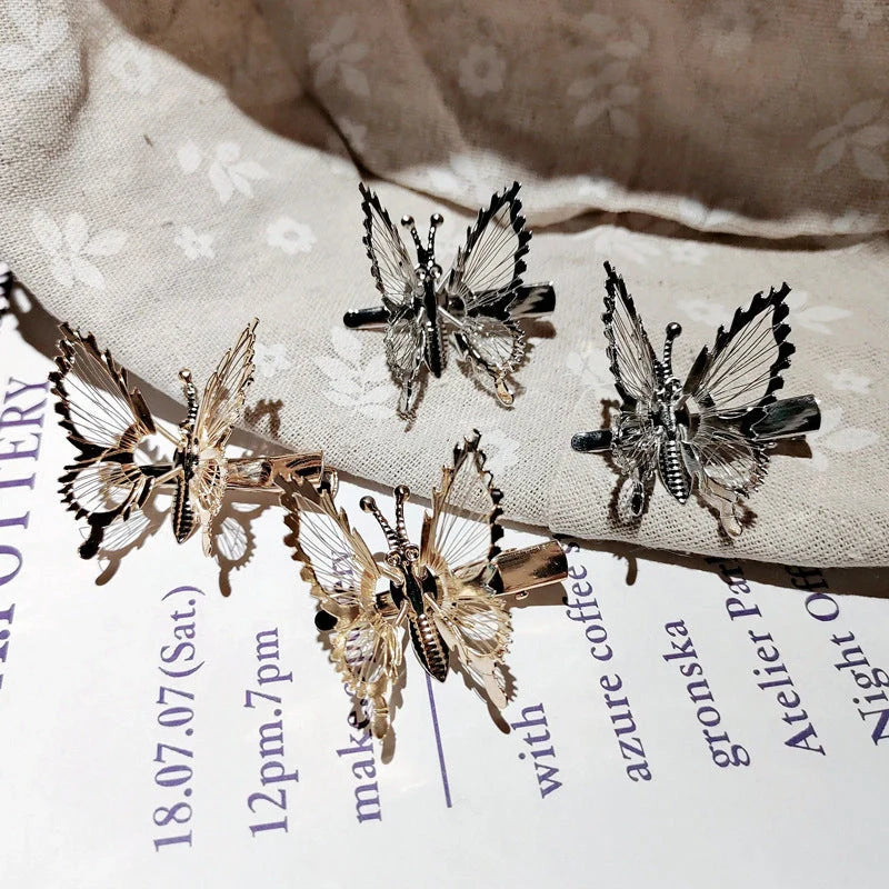 Mori Girl's Moving Butterfly Hairpin Headdress in silver and gold options