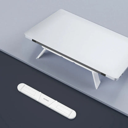 Elegant laptop stand with adjustable viewing angle, sturdy design, and efficient cooling for enhanced productivity