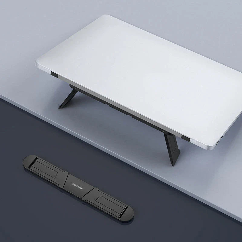 Elegant laptop stand with adjustable viewing angle, sturdy design, and efficient cooling for enhanced productivity