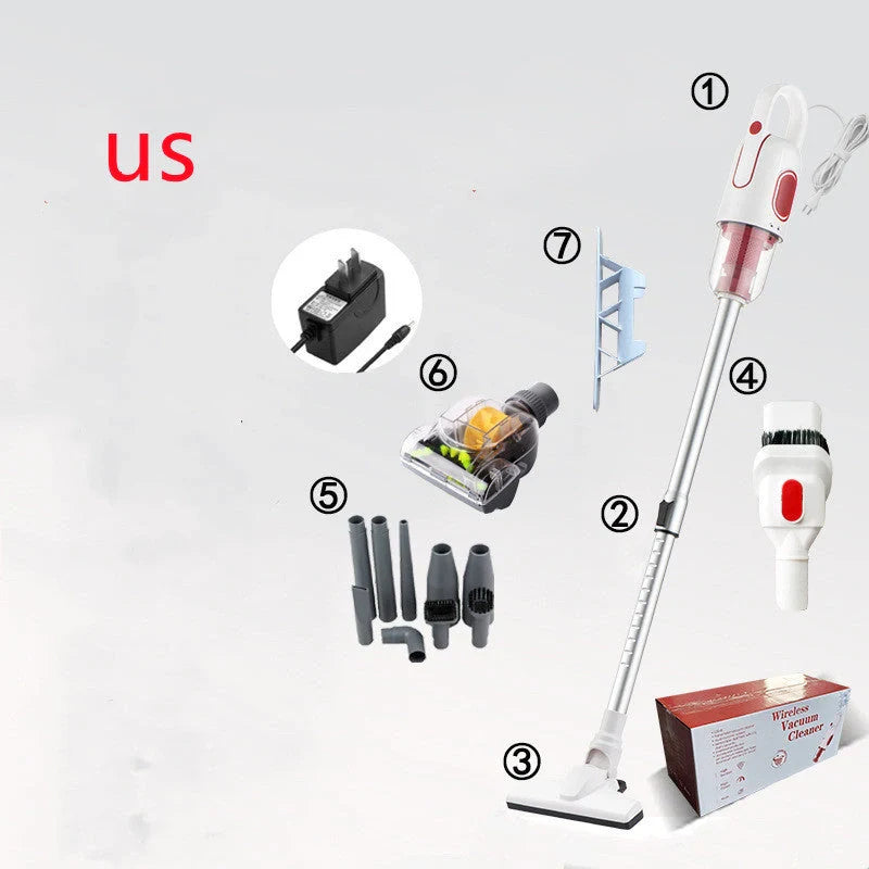 Wireless handheld vacuum cleaner with large suction and multiple attachments