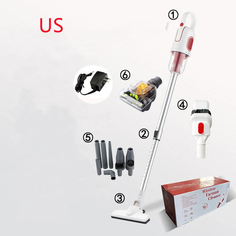 Wireless handheld vacuum cleaner with large suction and multiple attachments