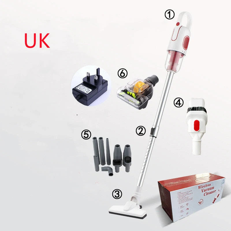 Wireless handheld vacuum cleaner with large suction and multiple attachments
