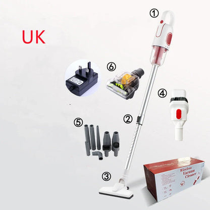 Wireless handheld vacuum cleaner with large suction and multiple attachments