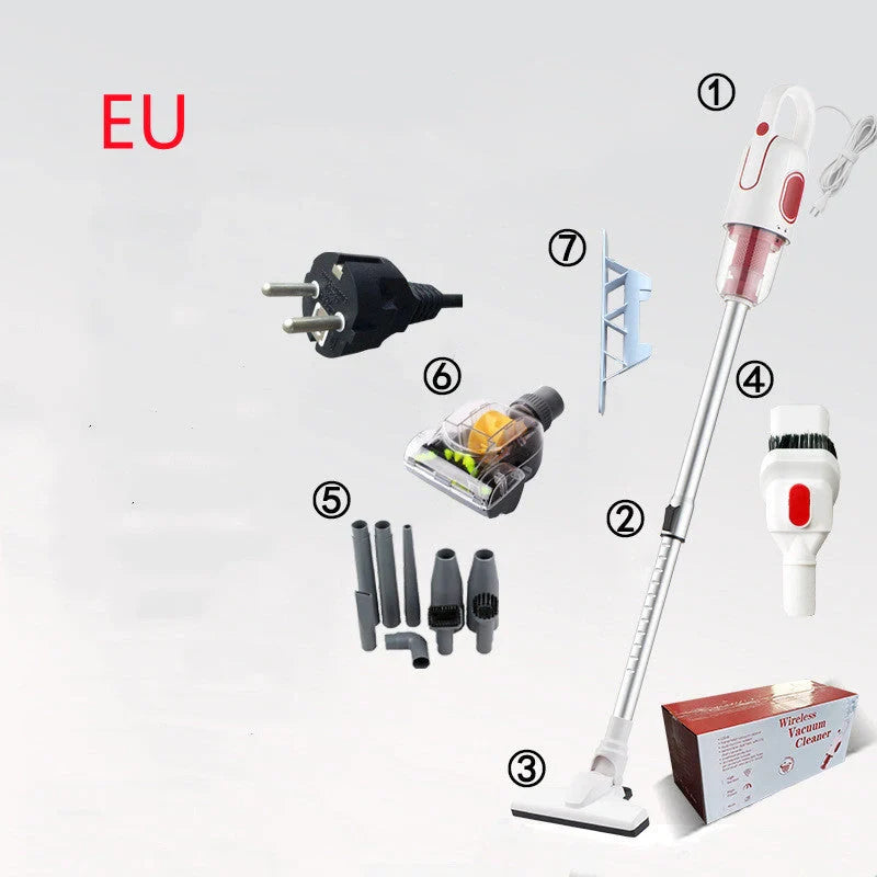 Wireless handheld vacuum cleaner with large suction and multiple attachments