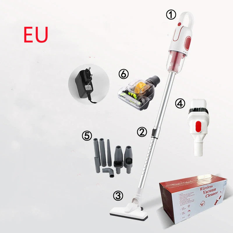 Wireless handheld vacuum cleaner with large suction and multiple attachments