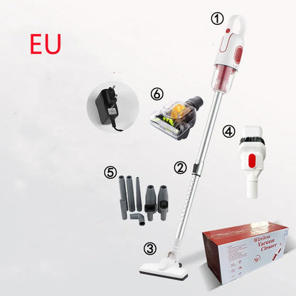 Wireless handheld vacuum cleaner with large suction and multiple attachments