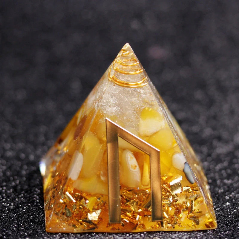 Rune Crystal Epoxy Ogan Energy Pyramid Decoration with colour-changing feature