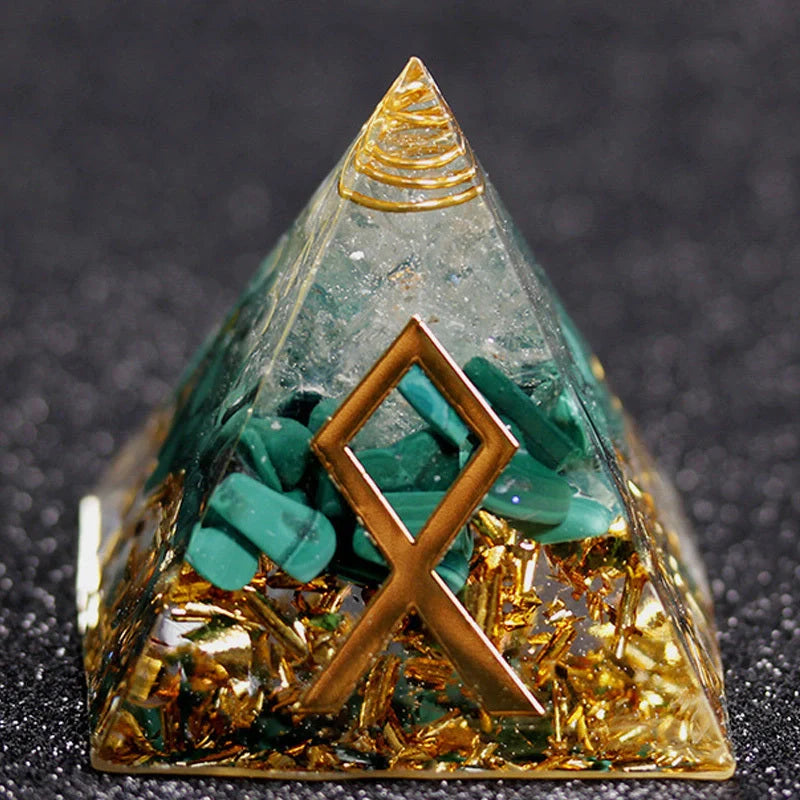 Rune Crystal Epoxy Ogan Energy Pyramid Decoration with colour-changing feature