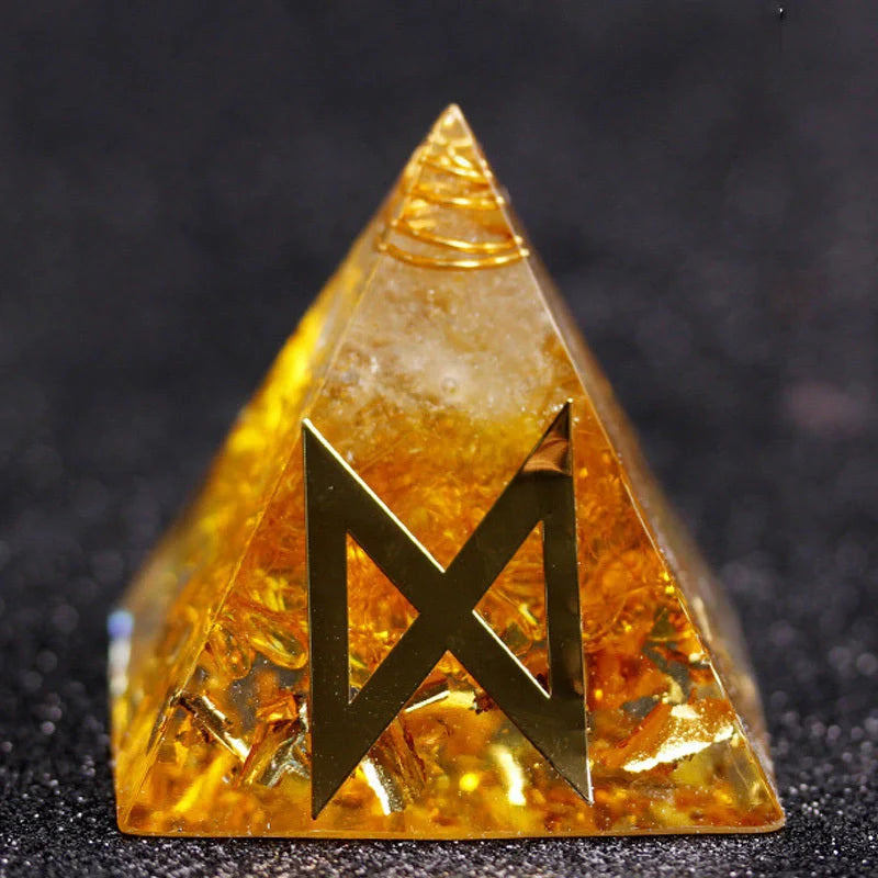 Rune Crystal Epoxy Ogan Energy Pyramid Decoration with colour-changing feature
