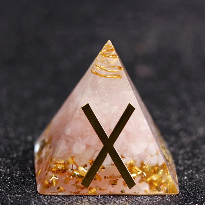 Rune Crystal Epoxy Ogan Energy Pyramid Decoration with colour-changing feature