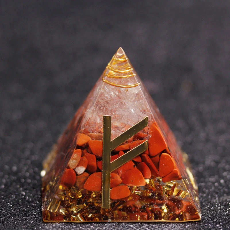 Rune Crystal Epoxy Ogan Energy Pyramid Decoration with colour-changing feature