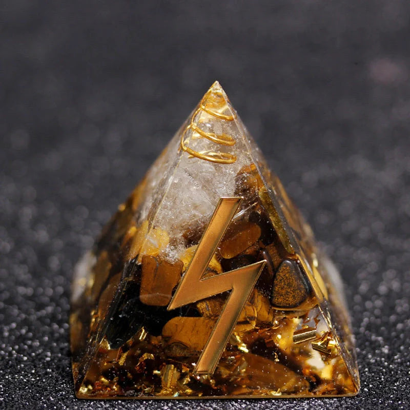 Rune Crystal Epoxy Ogan Energy Pyramid Decoration with colour-changing feature
