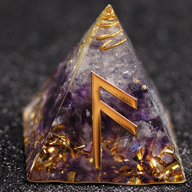 Rune Crystal Epoxy Ogan Energy Pyramid Decoration with colour-changing feature