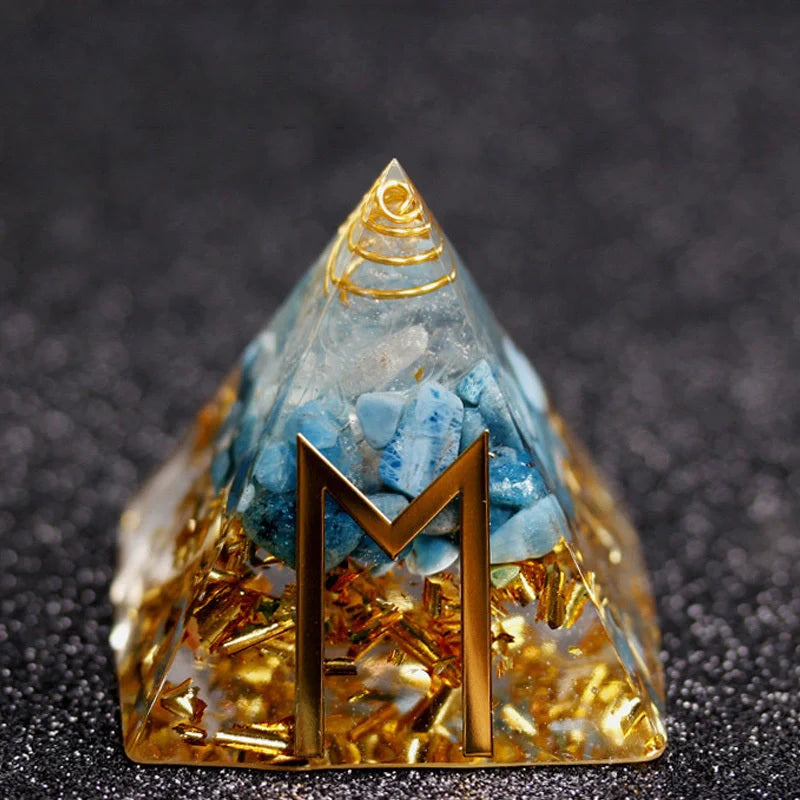 Rune Crystal Epoxy Ogan Energy Pyramid Decoration with colour-changing feature