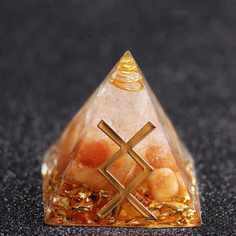 Rune Crystal Epoxy Ogan Energy Pyramid Decoration with colour-changing feature