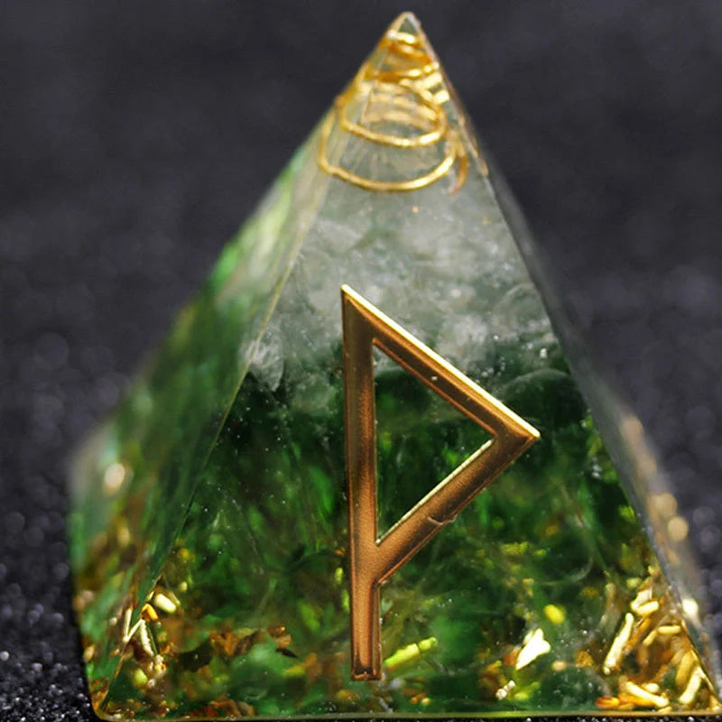 Rune Crystal Epoxy Ogan Energy Pyramid Decoration with colour-changing feature