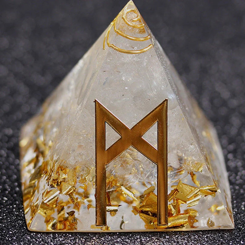 Rune Crystal Epoxy Ogan Energy Pyramid Decoration with colour-changing feature