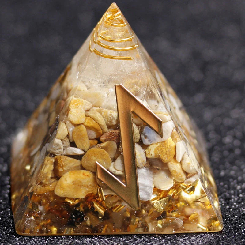 Rune Crystal Epoxy Ogan Energy Pyramid Decoration with colour-changing feature