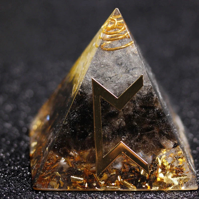 Rune Crystal Epoxy Ogan Energy Pyramid Decoration with colour-changing feature