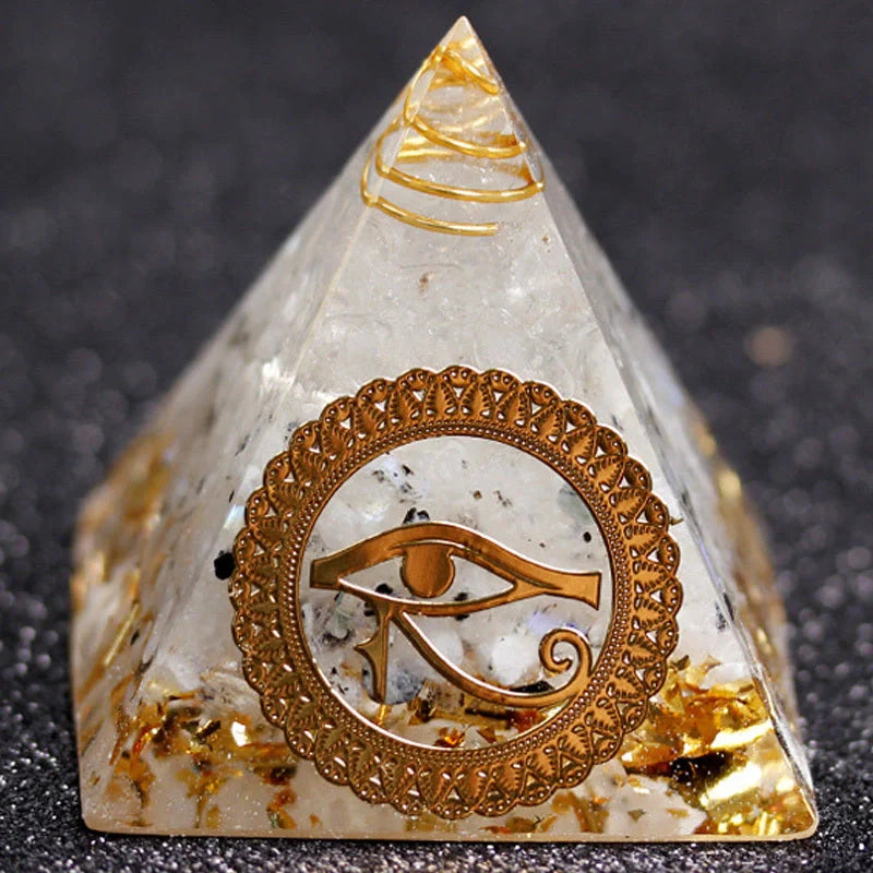 Rune Crystal Epoxy Ogan Energy Pyramid Decoration with colour-changing feature